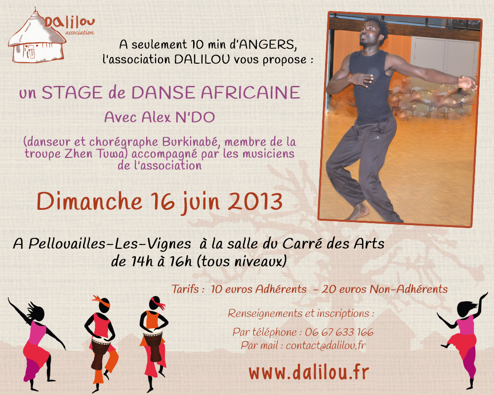 Stage de danse africaine près d'Angers, Maine-et-Loire
