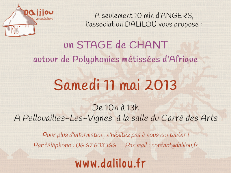 stage chant, afrique de l'ouest, angers, maine-et-loire