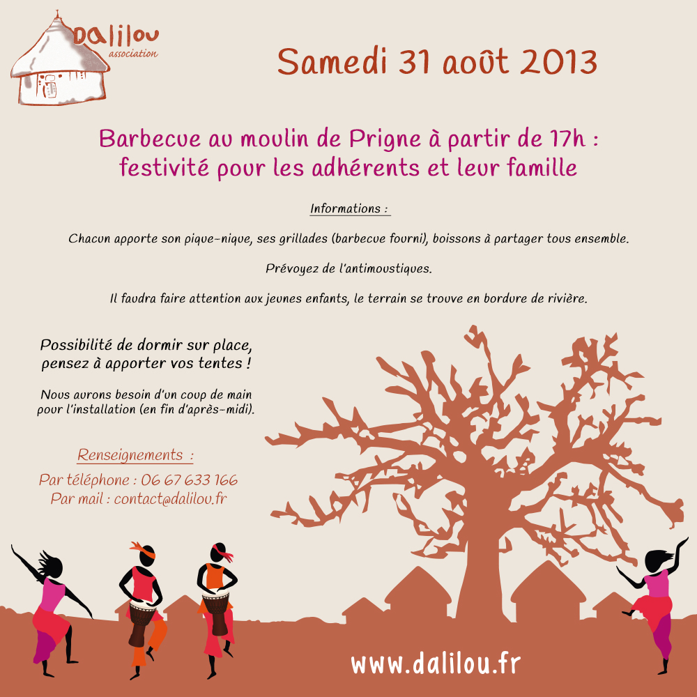 Dalilou vous invite à un barbecue au moulin de Prigne