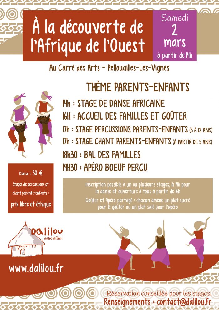 Stages de danse, percussions et chant - Afrique de l'Ouest : parents-enfants