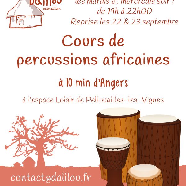 Reprise des cours de percussions africaines à Angers, Maine-et-Loire